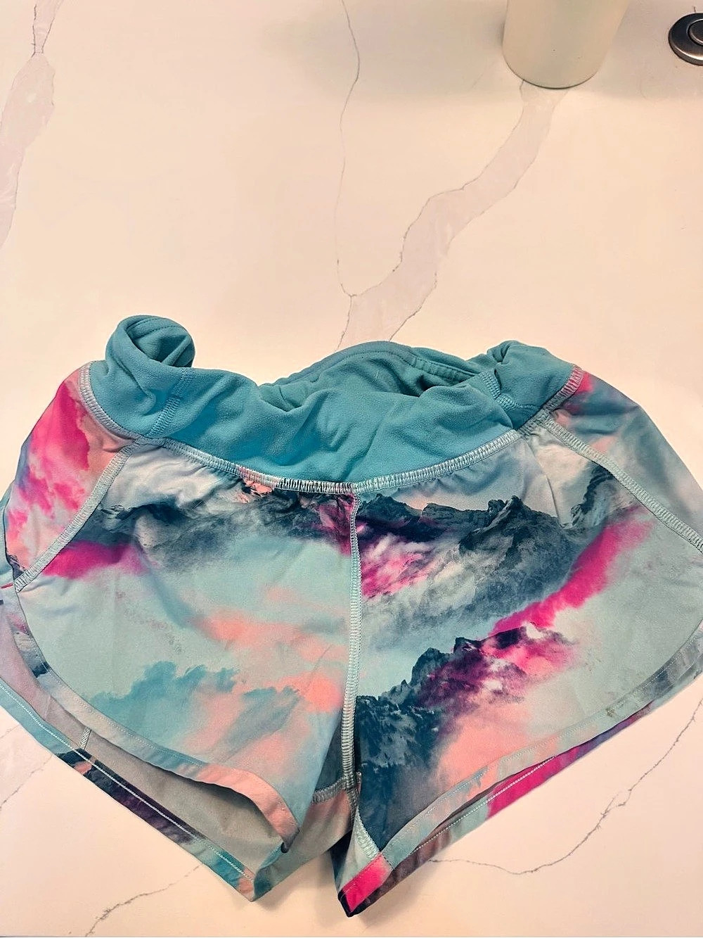 Ivivva girls Abstract Athletic Shorts in Blue & Pink Size 12 Like New